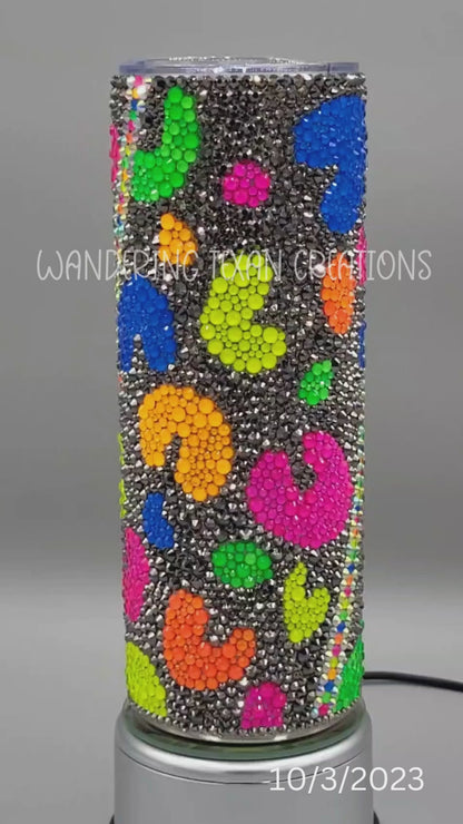 Neon Rocketship Rhinestone Tumbler