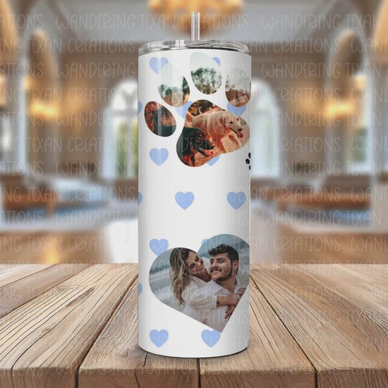 Choose from 3 phrase options and 5 background choices to make it uniquely yours. Plus, personalize it with 4 pictures - 2 of you and your spouse, and 2 of your beloved fur babies.