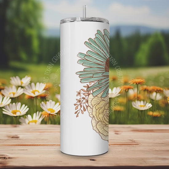 Featuring a charming floral design, this tumbler offers both stainless steel and glass options, perfect for any beverage. 