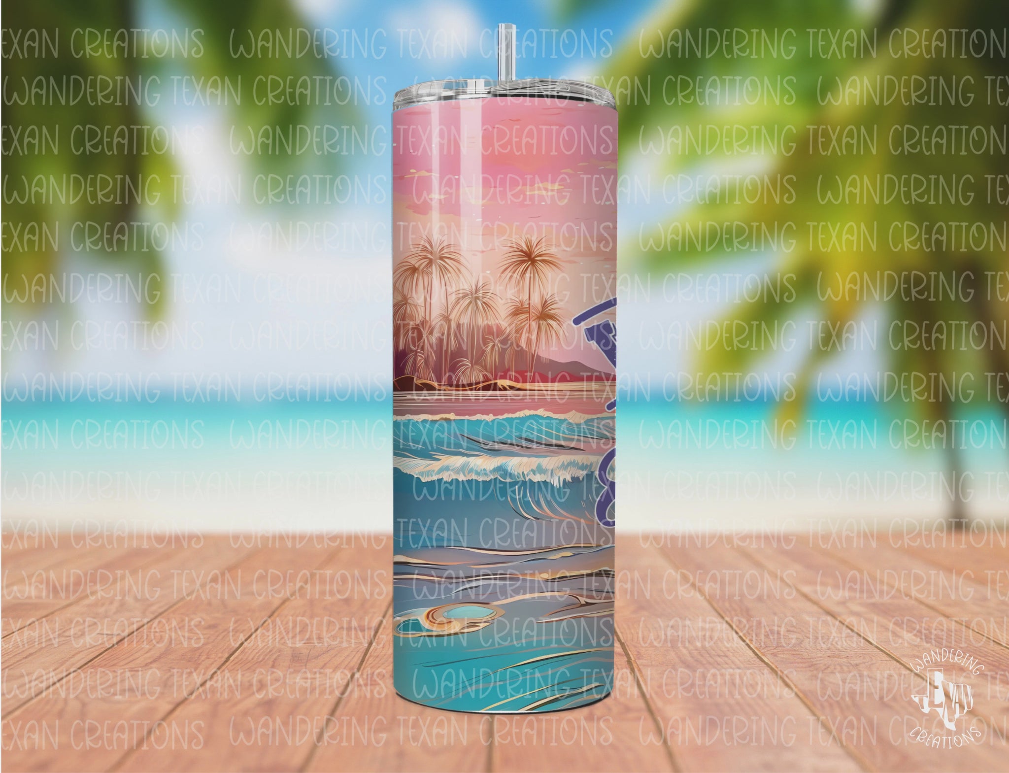 This tumbler features a vibrant sublimation design of a pastel beachfront and the inspiring phrase "saltwater heals everything".