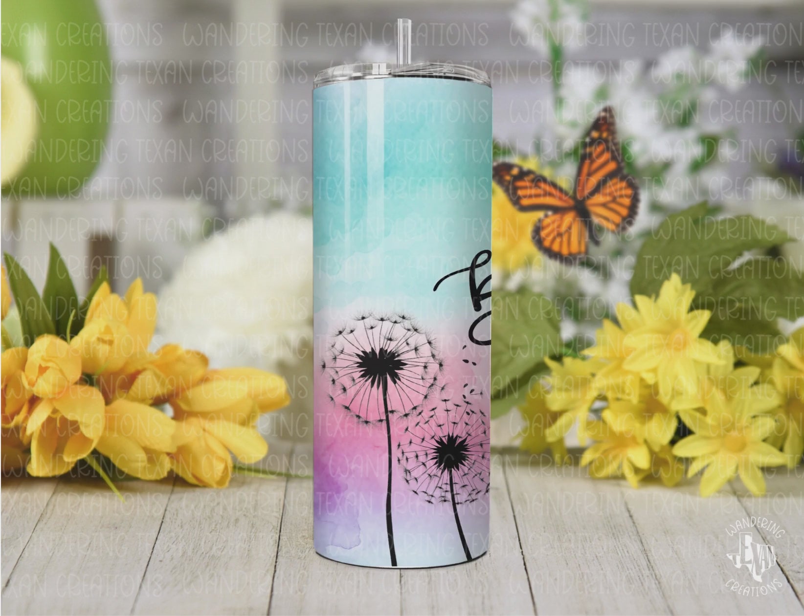 Adorned with delicate dandelions and fluttering butterflies, this tumbler is a beautiful reminder to slow down and embrace the spring season.