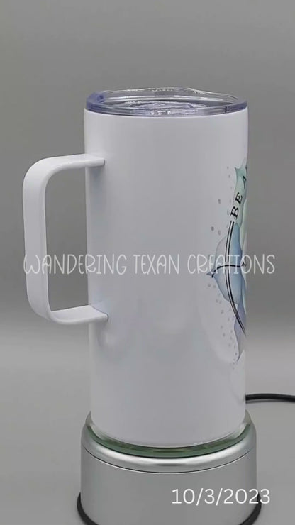 Watercolor Rose Tumbler with Handle