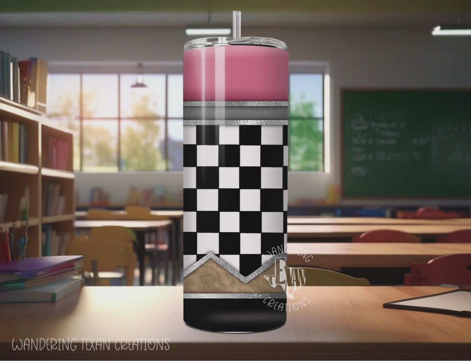 Crafted from durable stainless steel, this 20 oz tumbler is perfect for keeping your drinks hot or cold on the go. Plus, its unique pencil design in black and white or pastel checker patterns adds a fun twist to your daily routine.