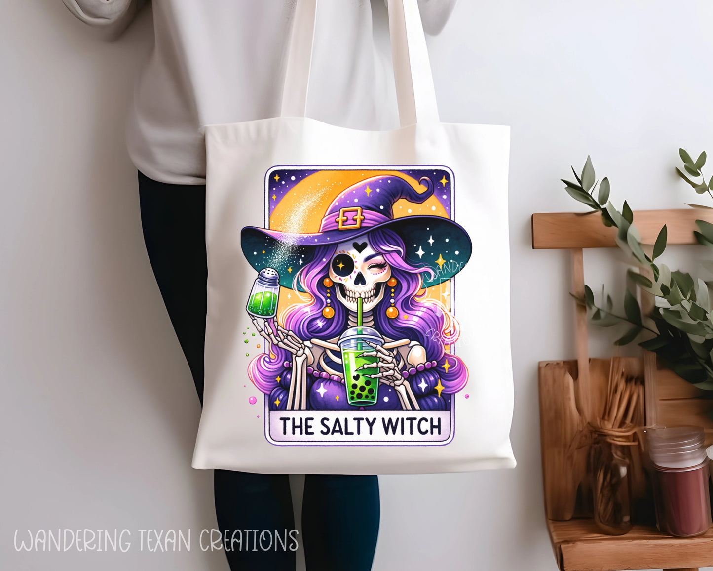 Salty Witch Linen Tote Bag