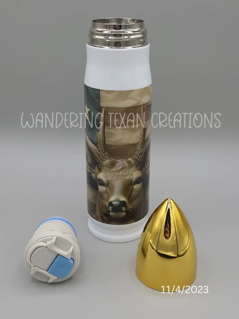 Stag & US Flag Bullet Tumbler - Wandering Texan Creations