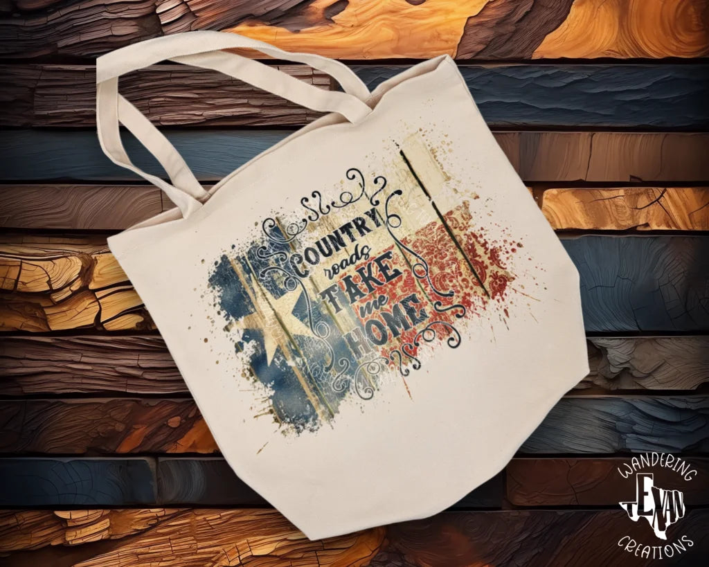 Our Country Roads Canvas Tote is the perfect way to show pride for your home state. 